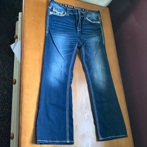 Rock Revival Eilis Easy Boot Jeans Size 31 Bling Riding Show Pants Denim Sparkle